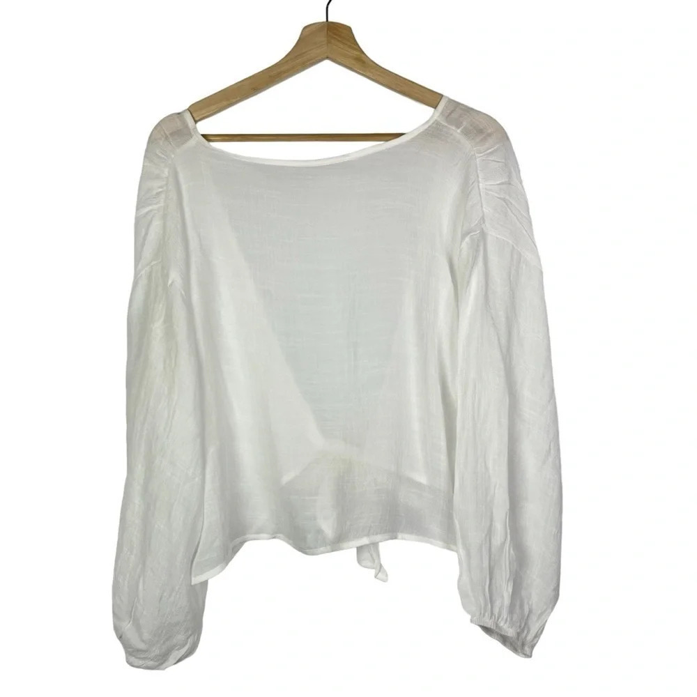 Boutique White Open Tie Back Long Sleeve Top S